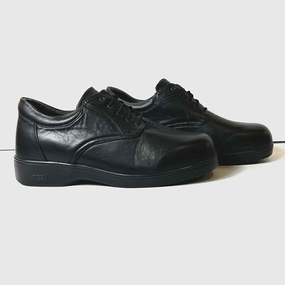 Apex Ambulator Diabetic Comfort Black Leather Shoe Men 10-11 Lace Up Women 11-12 - Picture 4 of 13